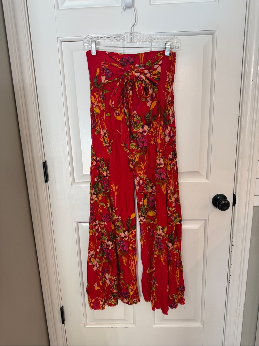 New! Free People FP One Aloha Printed Wide-Leg Pants Red Size S 25799 - Picture 5 of 16